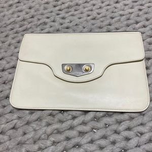 Balenciaga Rare Authentic Clutch White Leather Authentic Genuine